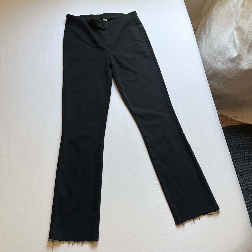 FRANK & EILEEN black knit cotton lyocell blend‎ denim raw fray hem bootcut jeans